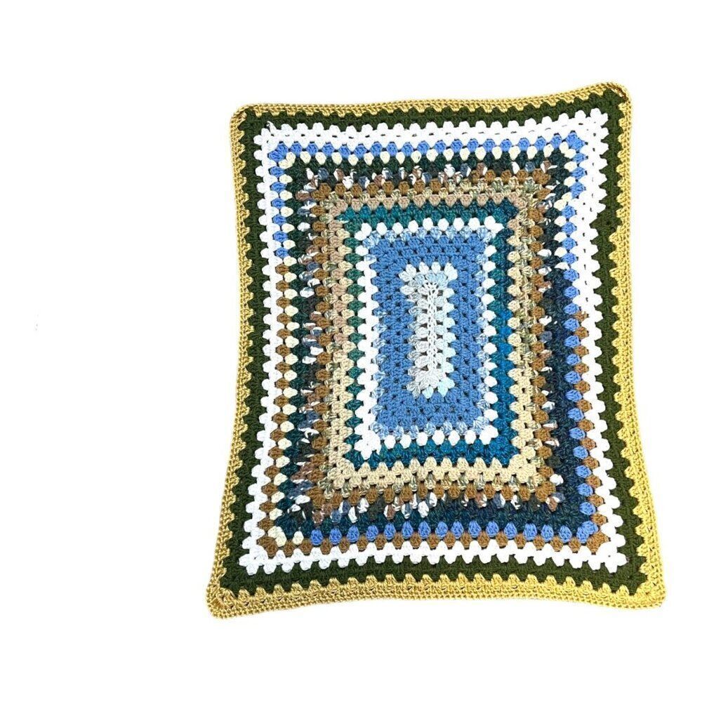 Handmade Granny Square Picture Window Crochet Baby Blanket Lap Chair Throw 24x31